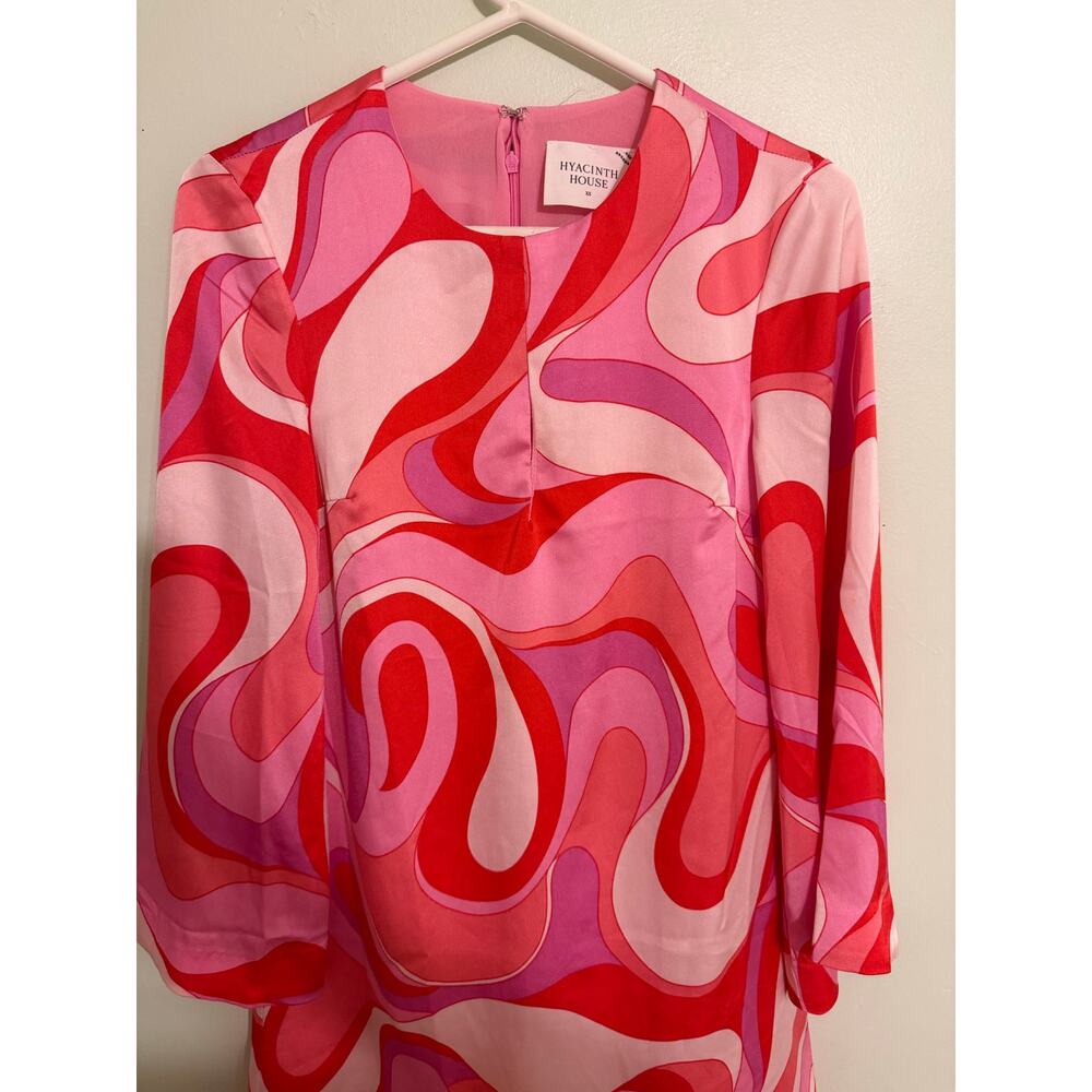 Preppy Swirly 70’s Keyhole Boho Chic TUCKERNUCK Mini Dress Bell Sleeve Romantic - Picture 9 of 12